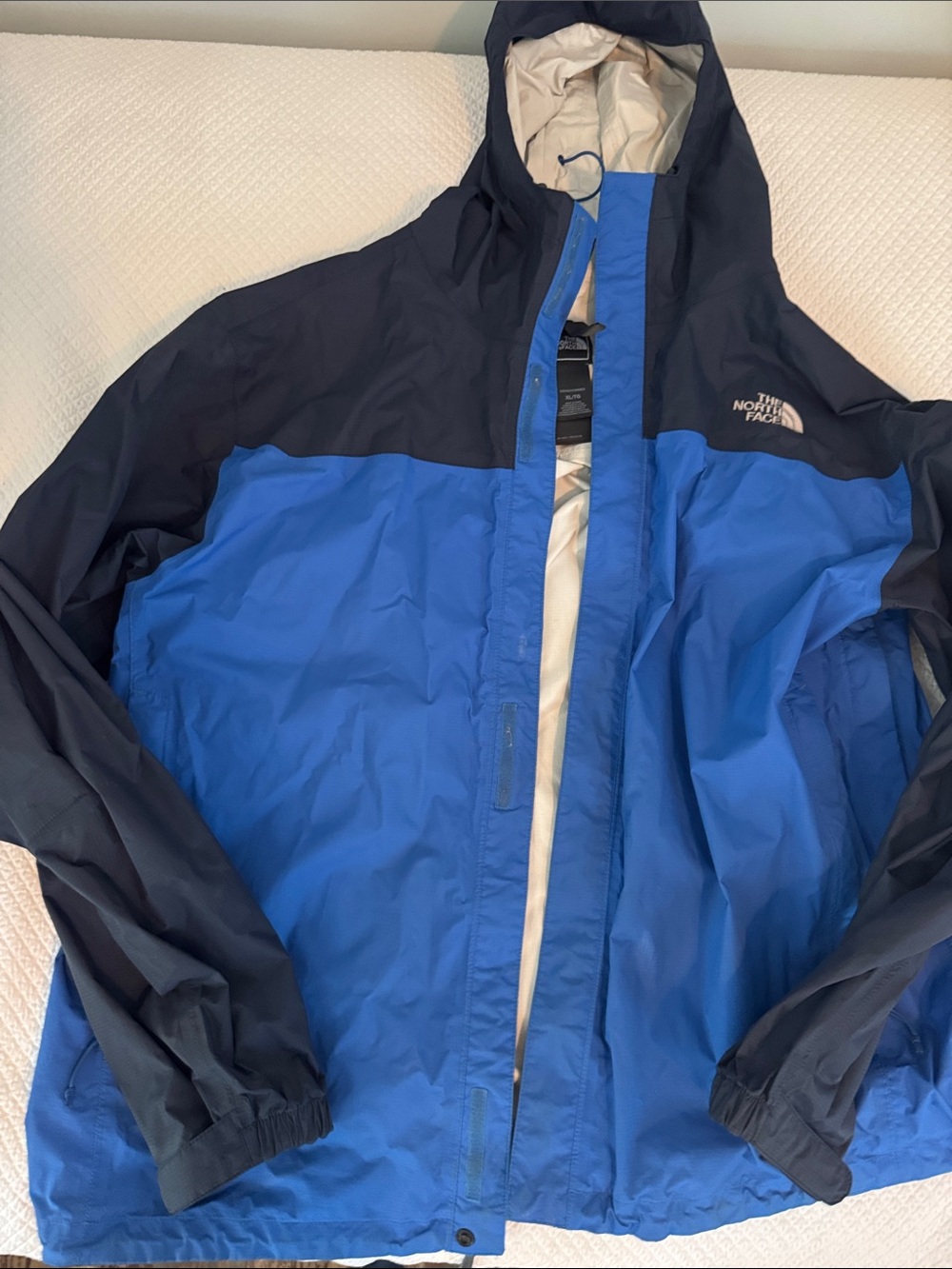 The North Face Men's Blue and Navy Two-Tone Rain Jacket